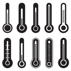 set black vector Thermometer icon, Temperature Scale Symbol. Warm cold Symbol, climate control, weather change