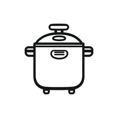 Obraz premium Outline Electric Cooker with Lid, Handles on Transparent Background