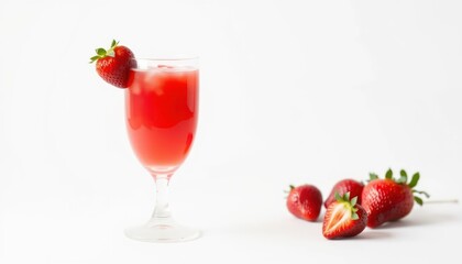 Red drink with fresh strawberries