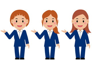 こちら、と笑顔の紺色スーツの若い女性。その2