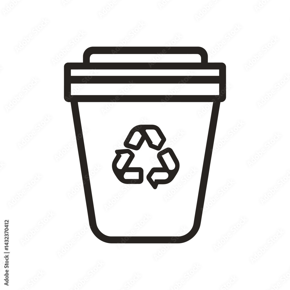 Poster outline recycle bin icon with arrows symbol, isolated on a transparent background
