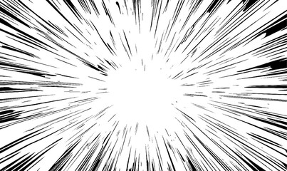 Obraz premium High-Energy Manga Speed Lines Explosion Background in Black and White