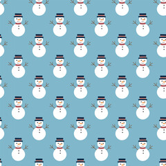 Vector seamless pattern with snowman