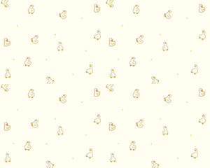 seamless cute little duck with purple ribbon pastel color vector illustration for wallpaper background