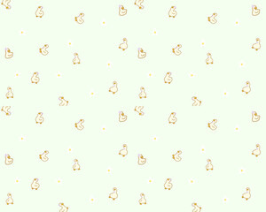 seamless cute little duck with purple ribbon pastel color vector illustration for wallpaper background