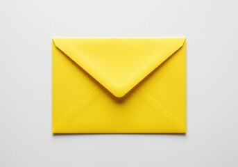 A vibrant yellow envelope centered on a clean white background creating a minimalist design look