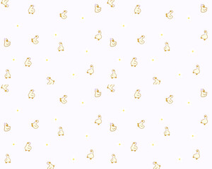 seamless cute little duck with purple ribbon pastel color vector illustration for wallpaper background