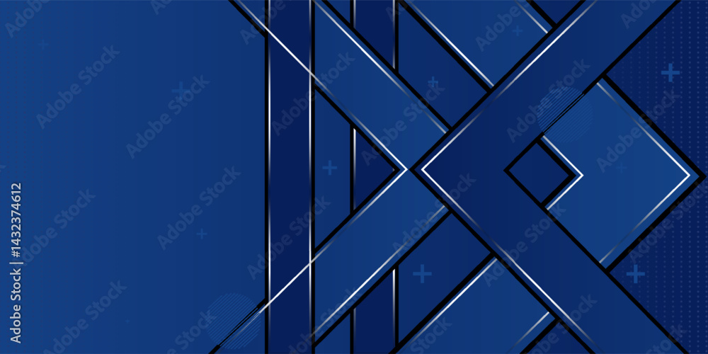 Poster abstract template blue geometric diagonal background with golden line. luxury background with modern