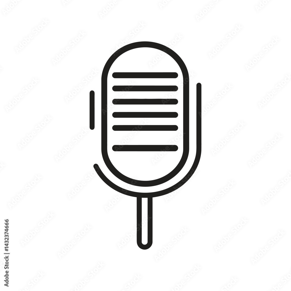 Poster retro microphone minimalist icon style on transparent background simple isolated