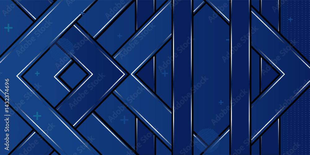 Poster abstract template blue geometric diagonal background with golden line. luxury background with modern