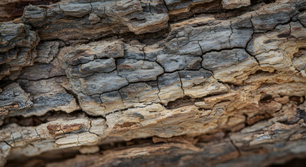Detailed Close Up Of Weathered Bark Texture On An Old Growth Tree