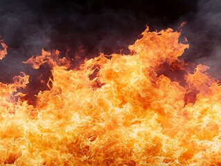 Fiery Flames Against Smoke