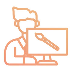 Graphic Designer at Work Icon,graphic design line flat_Designer