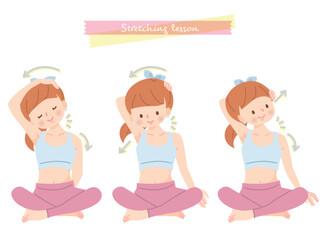 首と肩周りをストレッチする女性