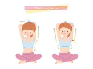 首と肩周りをストレッチする女性