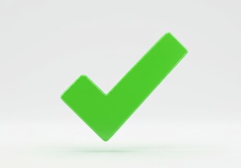 A single green check mark floating against a white background in a minimalist style rendering