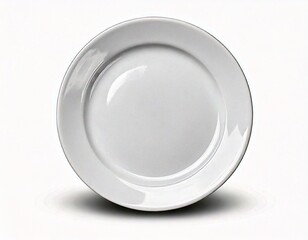  White ceramic plate isolated on transparent background.
