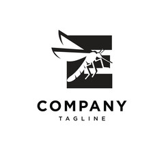 Letter E Mosquito Logo Icon Vector