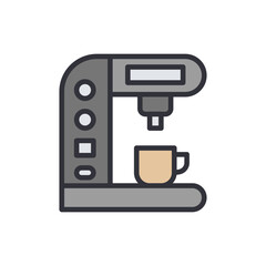 Coffee maker colored icons, minimalist vector illustration ,simple transparent graphic element .Isolated on white background