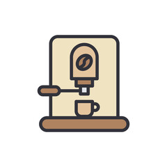 Coffee maker colored icons, minimalist vector illustration ,simple transparent graphic element .Isolated on white background