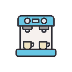 Coffee maker colored icons, minimalist vector illustration ,simple transparent graphic element .Isolated on white background