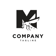 Letter M Mosquito Logo Icon Vector