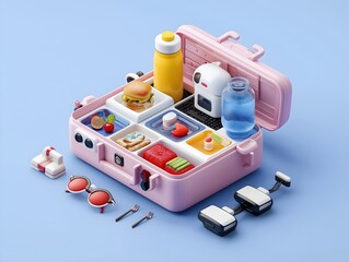 Generation Alpha food menu: AI-powered lunchbox, Generation Alpha child, high-tech meal customization.