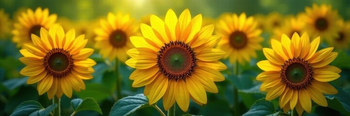 Obraz premium Immense leafy bouquet, sunflowers bursting forth Opulent, verdant, sunny , abundant, decoration