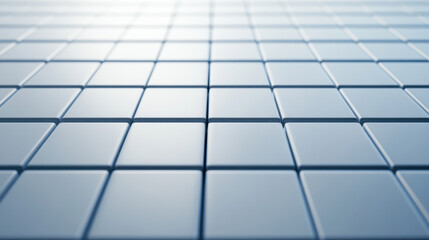 high definition top down view of grid of smooth, reflective tiles arranged in uniform pattern, creating modern and clean aesthetic. light reflects off surface, enhancing visual appeal