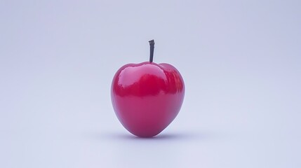 Obraz premium Glossy red apple with small stem, creating a minimalist composition