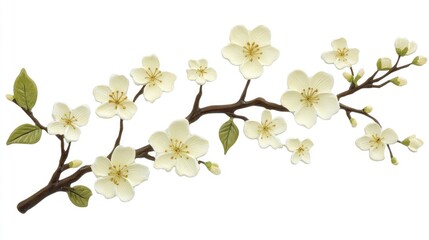 Delicate blossom branch with pale yellow flowers.