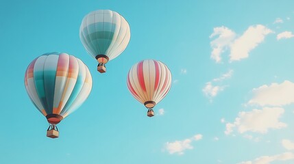 Fototapeta premium Pastel Hot Air Balloons Soaring in a Serene Sky