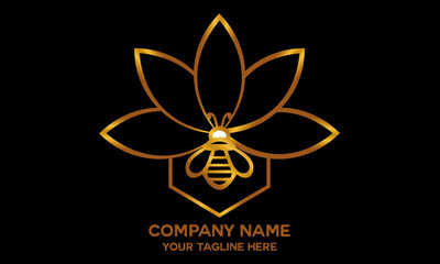 logo of bee perched on flower