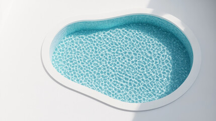 stunning freeform swimming pool with crystal clear turquoise water, surrounded by sleek white surface, creates serene and inviting atmosphere perfect for relaxation