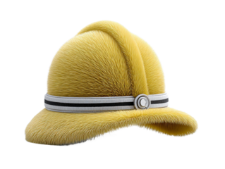 Discover the Softness and Style of Our 3D Plush Velvet Yellow Hat with Black Band and White Stripe for All Your Safety Needs