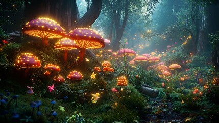 Enchanted Forest: Glowing Mushrooms and Fairy Magic