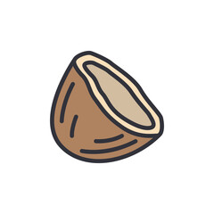 Coconut slice colored icons, minimalist vector illustration ,simple transparent graphic element .Isolated on white background