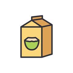 Coconut drink colored icons, minimalist vector illustration ,simple transparent graphic element .Isolated on white background