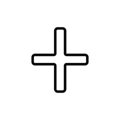 Simple Medical Cross Icon with Rounded Edges Isolated on White Background
