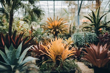 Fototapeta premium a group of brown and green plants
