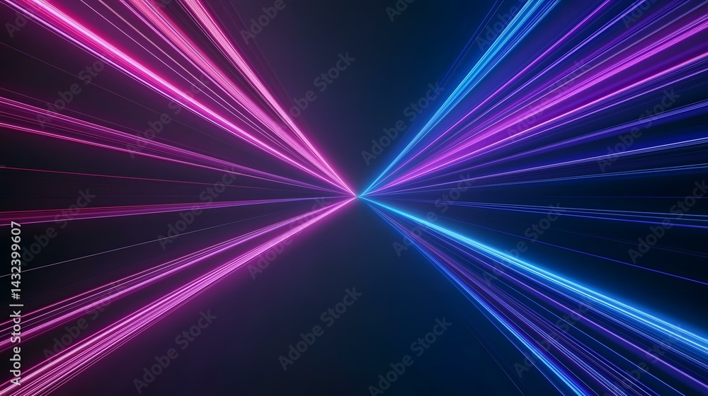 Aufkleber the image contains vibrant pink and blue neon light streaks emanating from a central point, creating