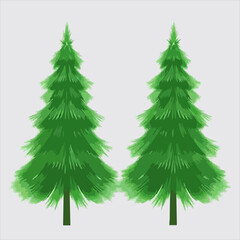 Vektor green Christmas trees in a simple, elegant vector format