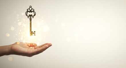 Golden Key Appears in Open Hand, Symbol of Opportunity