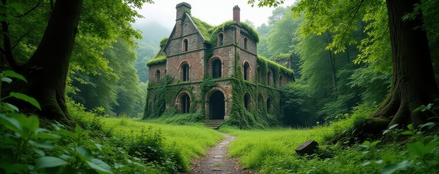 Overgrown Beocin castle ruins, Serbia Majestic decay , walls, towers
