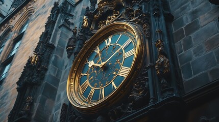 Fototapeta premium Old clock in the city center of Stockholm, Sweden, Scandinavia