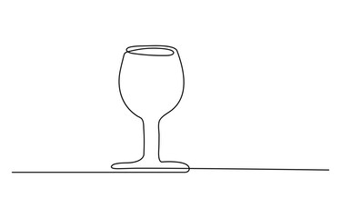 Continuous one line drawing of two glasses of red wine. Minimalist linear concept of celebrate and cheering. Editable stroke Vector illustration