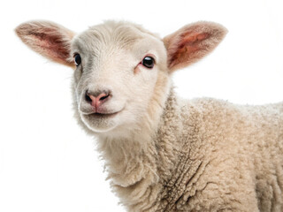 Young Lamb Isolated on White Background – High-Resolution Farm Animal Image
