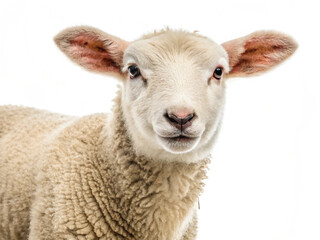 Young Lamb Isolated on White Background – High-Resolution Farm Animal Image