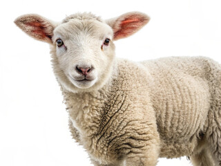 Young Lamb Isolated on White Background – High-Resolution Farm Animal Image
