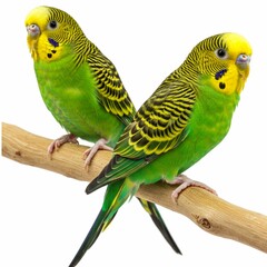 Fototapeta premium Affectionate Budgerigar Pair Posing for a Stunning Portrait